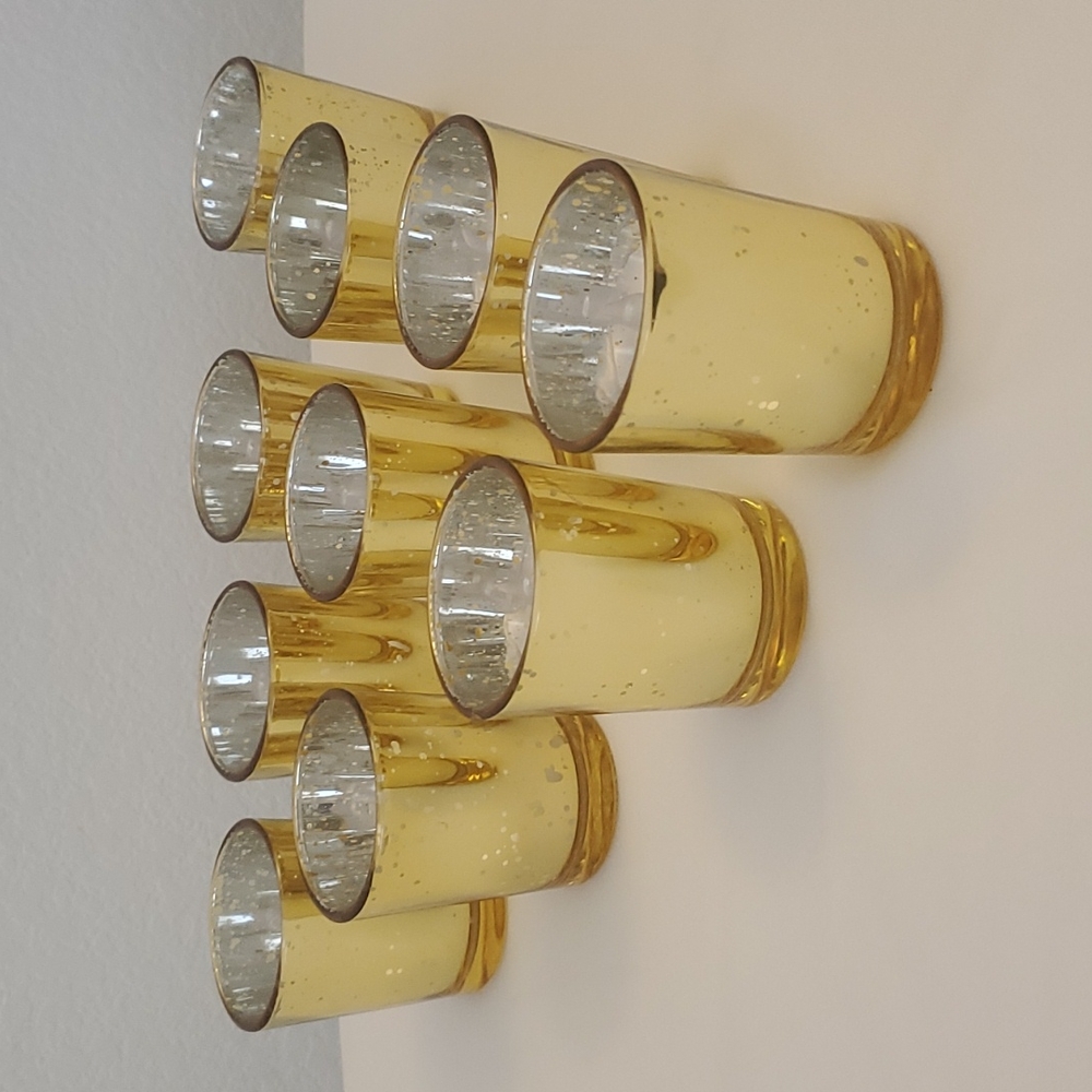 NWOT 10 Gold Candle Holders w/ Candles